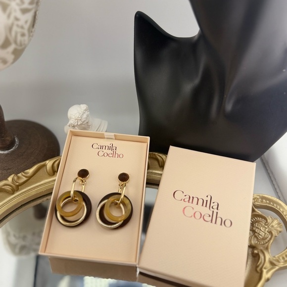 Camila Coelho Multi-Tone Hoop Statement Earrings ✨ - Picture 1 of 7
